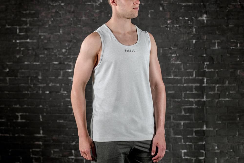 NOBULL Men's Textu Tank Tops - Glacier - Ireland (6724VHDKT)